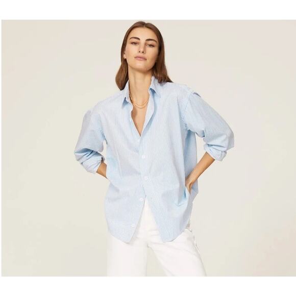 Recreational Habits Martha Shirt Oversize Blue Stripe Women's Size XL NWT - Picture 1 of 7